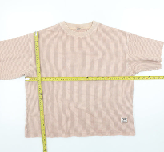 Womens UK Size S Reebok Beige Basic T-Shirt