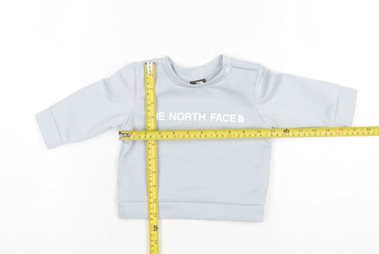 The North Face Unisex Baby Grey Logo Long Sleeve Pullover T-Shirt 3-6 Months