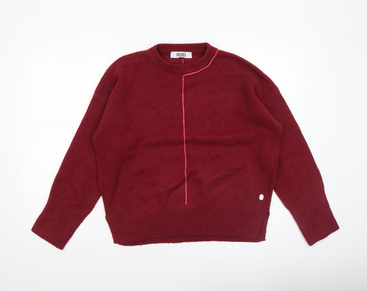 Womens UK Size XS Diesel Red Pullover Jumper