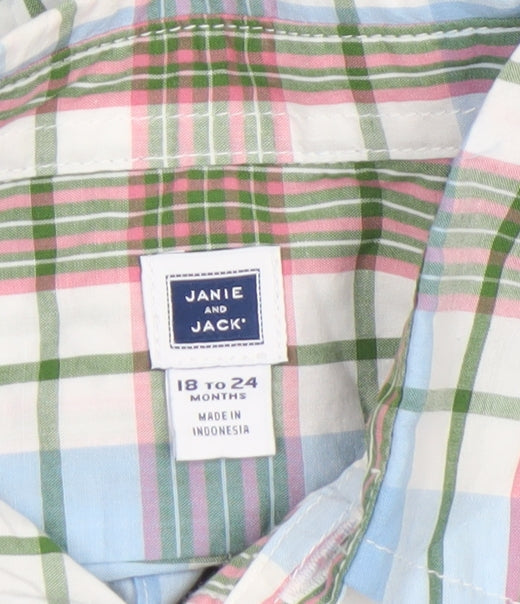 Additional view of Janie and Jack unisex baby plaid button-up shirt 18–24 months cotton