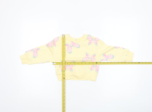 Primark Girls Yellow Butterfly Print Long Sleeve Cotton Sweatshirt 18-24 Months