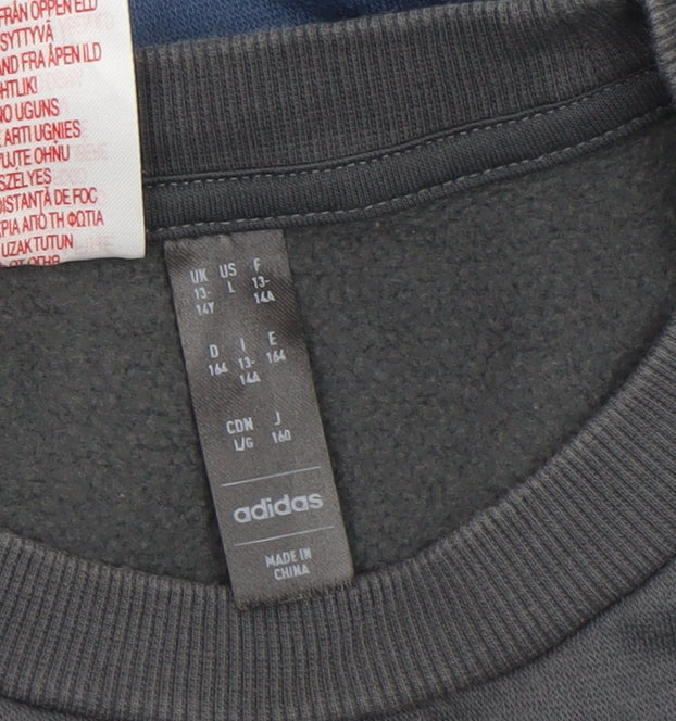 Additional view of Adidas boys’ blue colourblock logo fleece sweatshirt 13-14 years