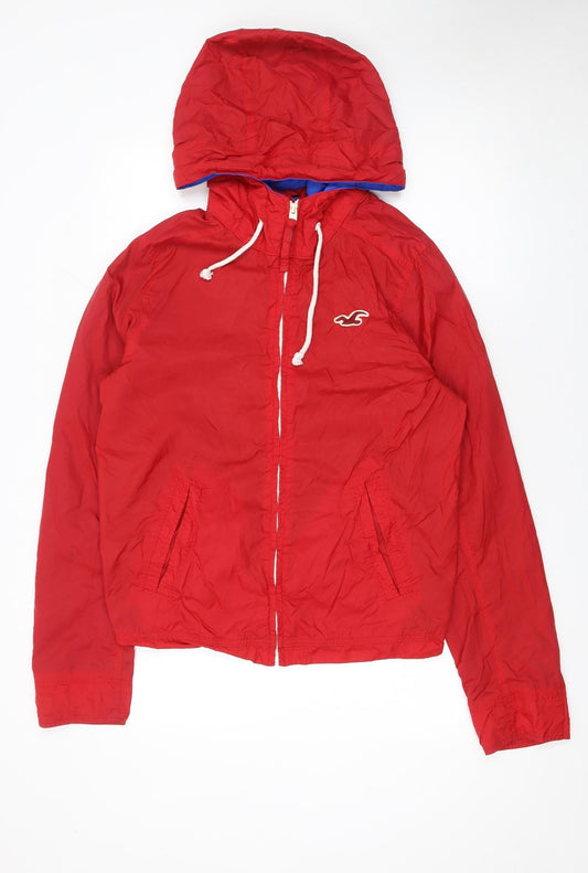 Womens UK Size L Hollister Red Windbreaker Coat