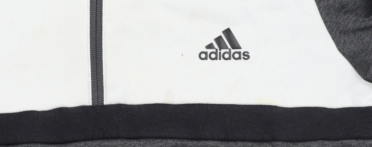 Additional view of Adidas boys’ grey & white 1/4 zip hoodie sweatshirt 13-14 years