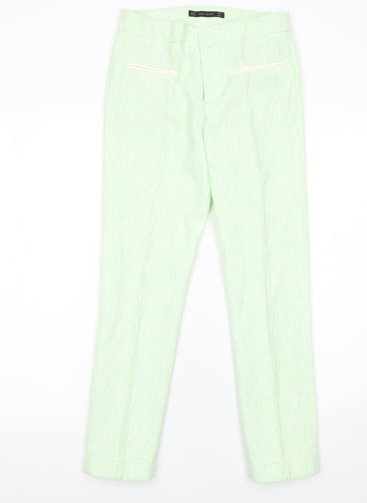Womens UK Size XS Zara Basic Slim Fit Casual Business Green Trousers