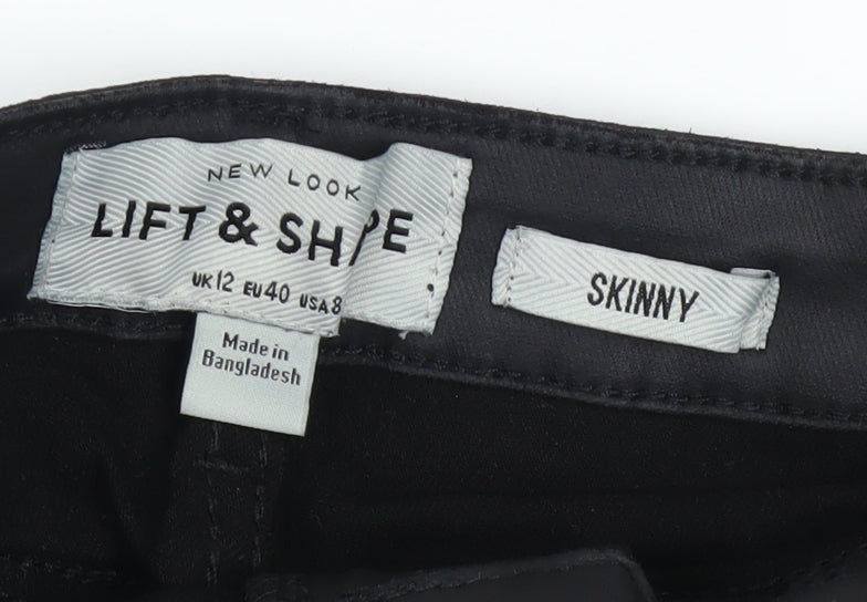 Womens UK Size 12 New Look Slim Fit Casual Workwear Black Trousers