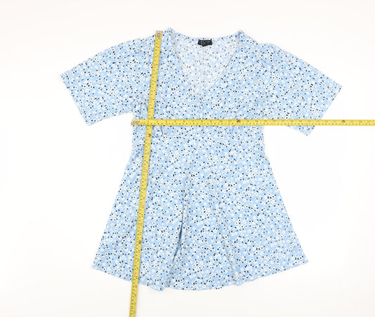 Womens UK Size 10 New Look Blue Tunic Blouse