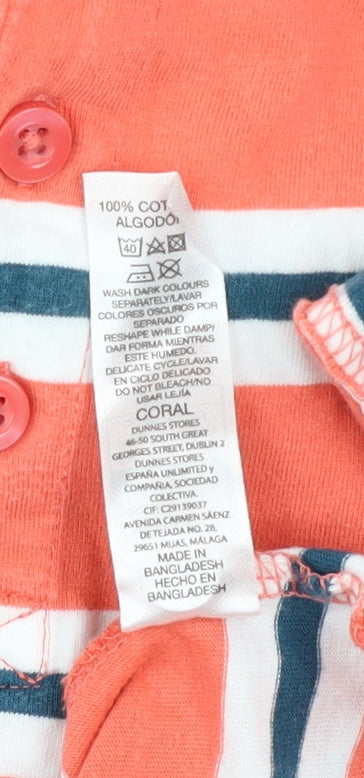 Additional view of Dunnes men’s orange striped henley short sleeve cotton shirt xs