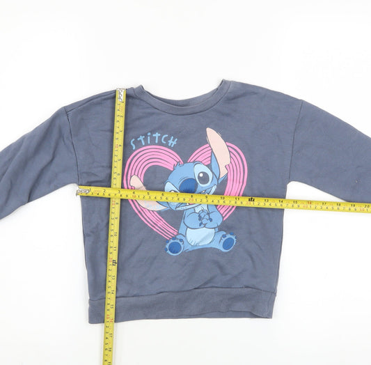 Disney at Primark Girls Blue Stitch Sweatshirt 5-6 Years Pullover