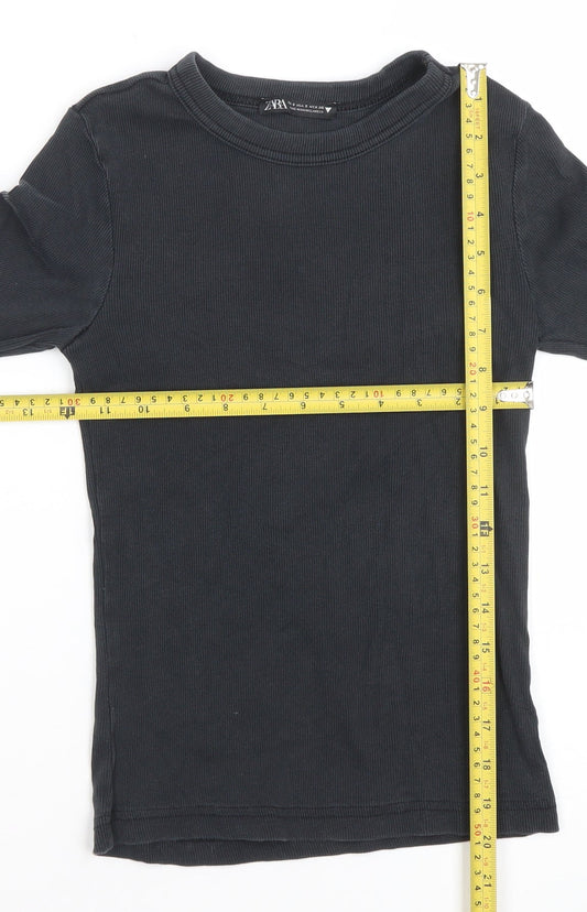 Womens UK Size S Zara Black Basic T-Shirt