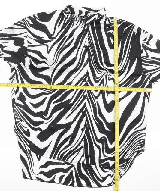 Womens UK Size 14 New Look Black Basic Button-Up