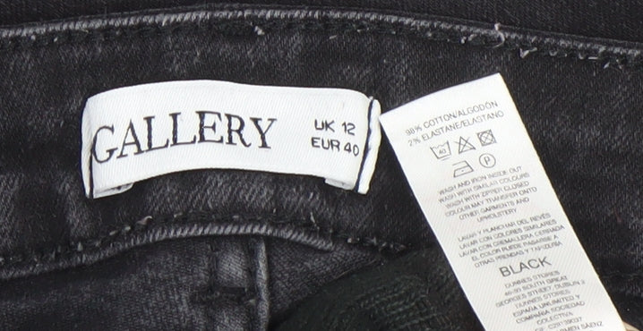 Womens UK Size 12 Gallery Regular Fit Straight Black Jeans