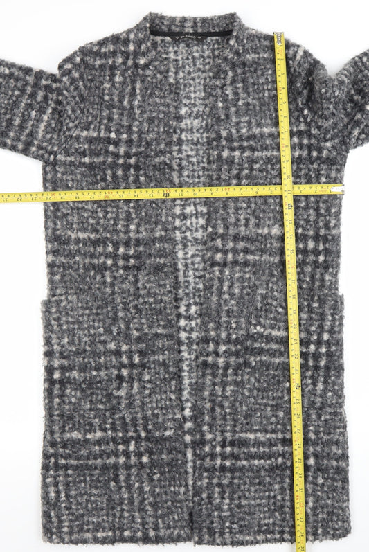 Dunnes Women Grey Check Mid-Length Coatigan Size S