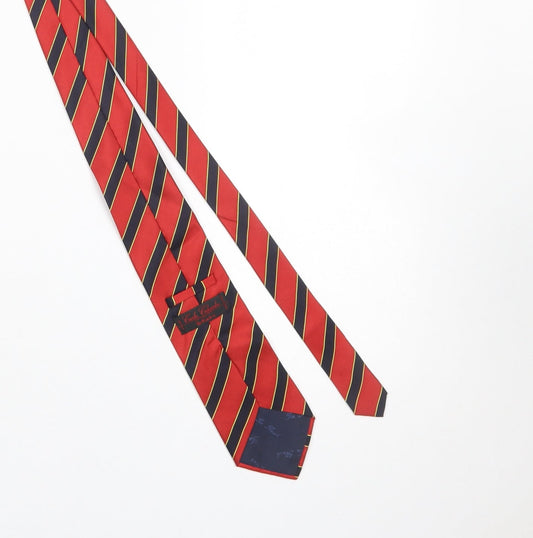 Mens Carlo Colombo Red Striped 100% Silk Designer Tie