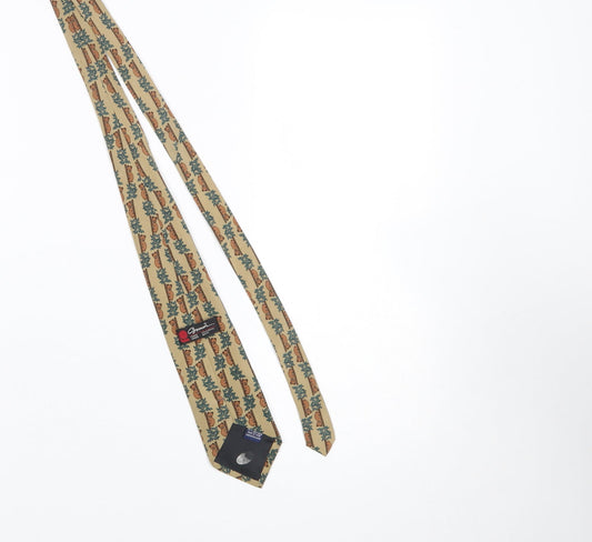 Mens Gosun Beige Animal Print 100% Silk Pointed Tie