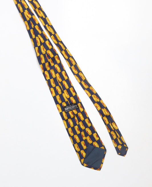 Mens Toni Valente Multicoloured Geometric 100% Silk Pointed Tie