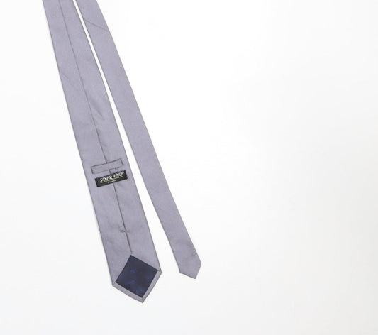Mens Soprano Grey 100% Silk Slim Tie