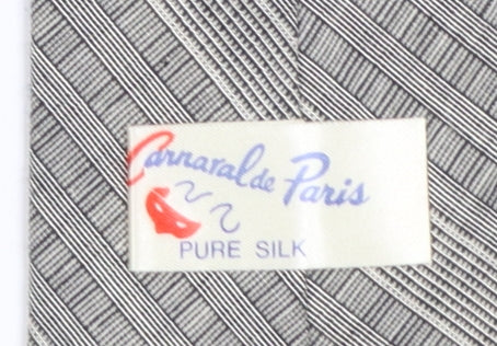 Mens Carnaval de Paris Grey Striped 100% Silk Slim Tie