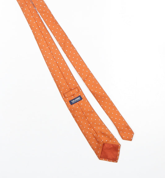 T.M. Lewin Men’s Orange Polka Dot Slim Pure Silk Handmade Tie