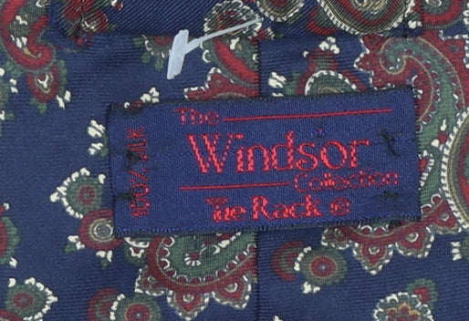 Mens The Windsor Collection Blue Paisley 100% Silk Designer Tie