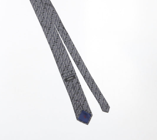 Mens Burton Grey Geometric 100% Silk Slim Tie