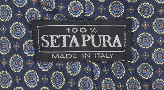 Mens Setapura Blue Geometric 100% Silk Pointed Tie