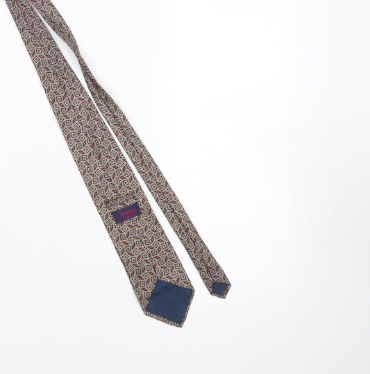 Mens Windsor Collection Beige Geometric 100% Silk Pointed Tie