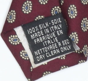 Mens Angelo Rossi Red Paisley 100% Silk Designer Tie
