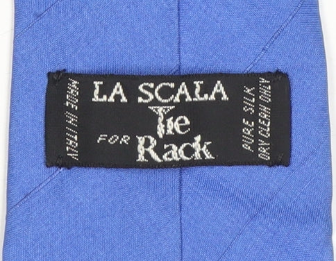 Mens La Scala for Tie Rack Blue 100% Silk Pointed Tie