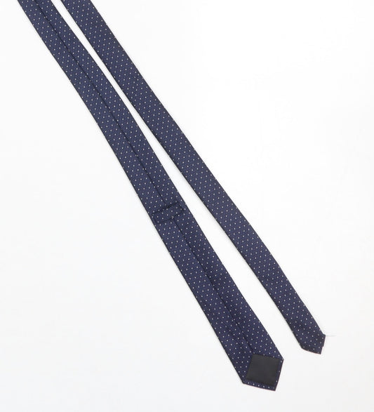 Mens Burton Menswear London Blue Polka Dot 100% Polyester Slim Tie