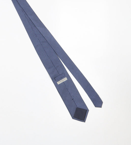 Mens Tie Rack Blue Geometric 100% Silk Slim Tie