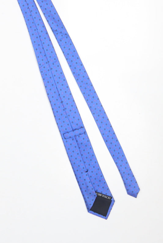 Mens John Taylor Blue Paisley 100% Silk Slim Tie