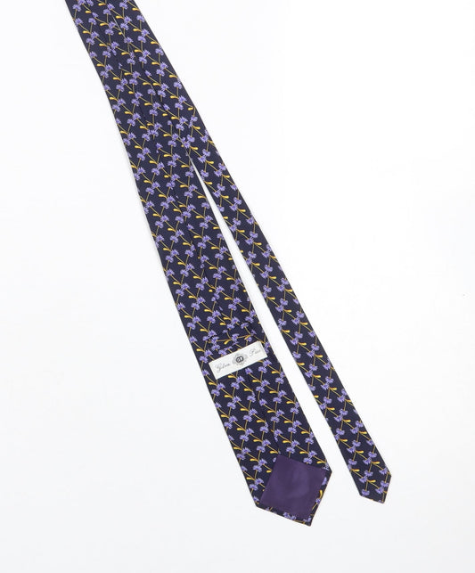 Mens Gibson Price Blue Floral 100% Silk Designer Tie