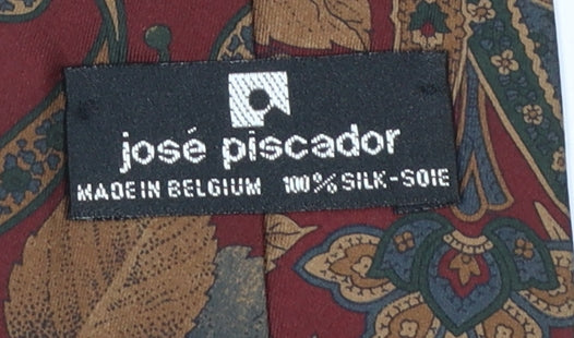 Mens José Piscador Red Paisley 100% Silk Designer Tie