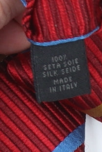 Mens Brown Thomas Red Striped 100% Silk Slim Tie