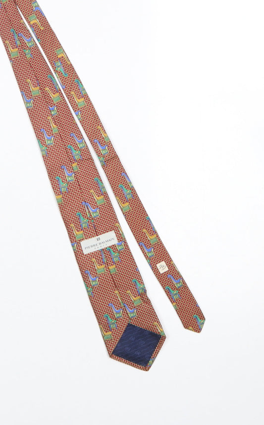 Mens Pierre Balmain Red Geometric 100% Silk Designer Tie