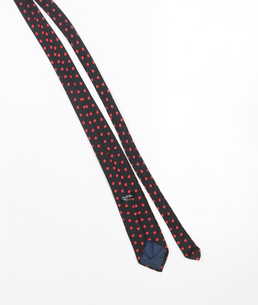 Mens Carnaval de Paris Black Polka Dot 100% Silk Slim Tie