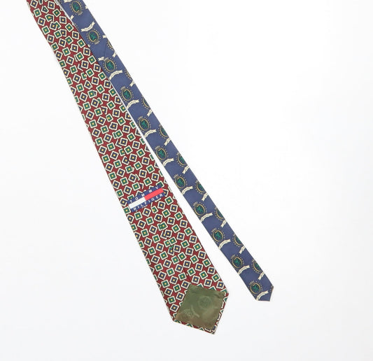 Mens Tommy Hilfiger Multicoloured Geometric 100% Silk Designer Tie