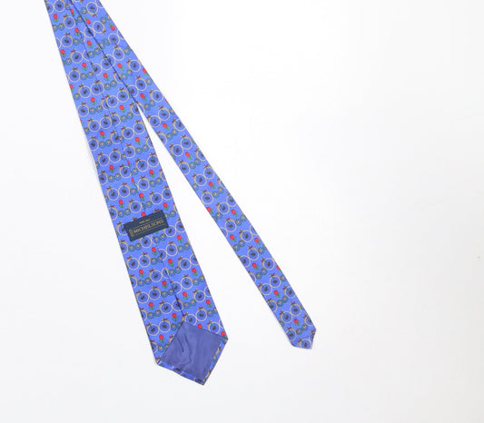 Mens Michelsons Blue Floral 100% Silk Designer Tie
