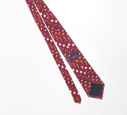 Mens Magnificent Mouchairs Red Geometric 100% Silk Slim Tie