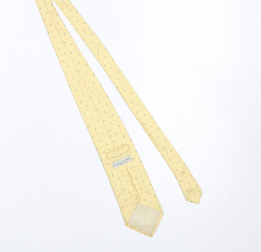 Mens Brown Thomas Yellow Geometric 100% Silk Designer Tie