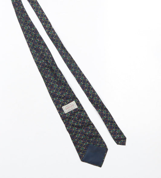 Mens Bardolino Blue Geometric 100% Silk Designer Tie