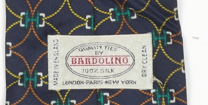 Mens Bardolino Blue Geometric 100% Silk Designer Tie