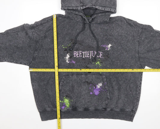 Primark Women’s Black Beetlejuice Hoodie L Oversized Graphic Pullover