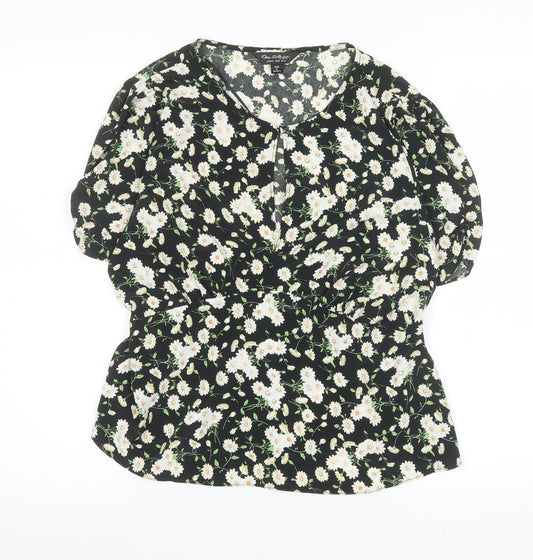 Womens UK Size 14 Miss Selfridge Black Tunic Blouse