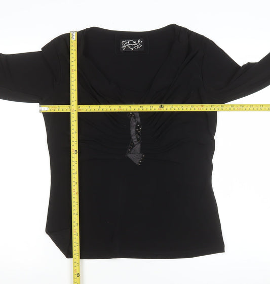 Womens UK Size 10 L. Campione Black Basic Blouse