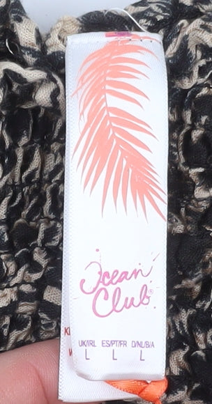 Ocean Club Women’s Beige Leopard Maxi Dress Size L Summer Boho