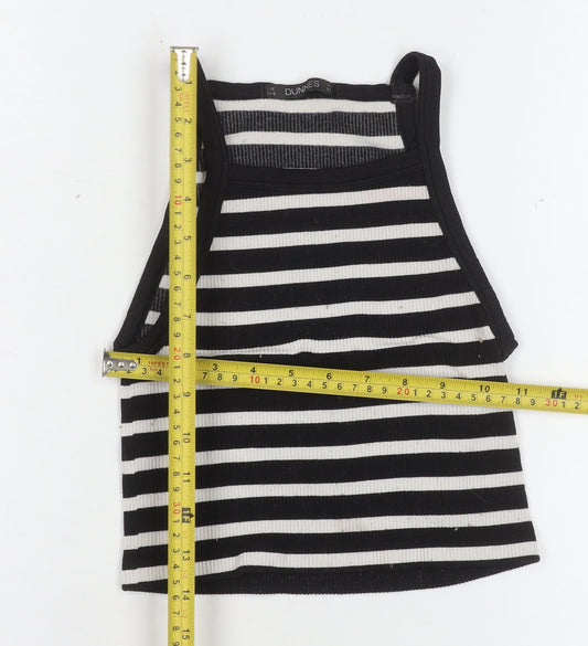 Dunnes Women Black White Striped Cropped Tank Top XS