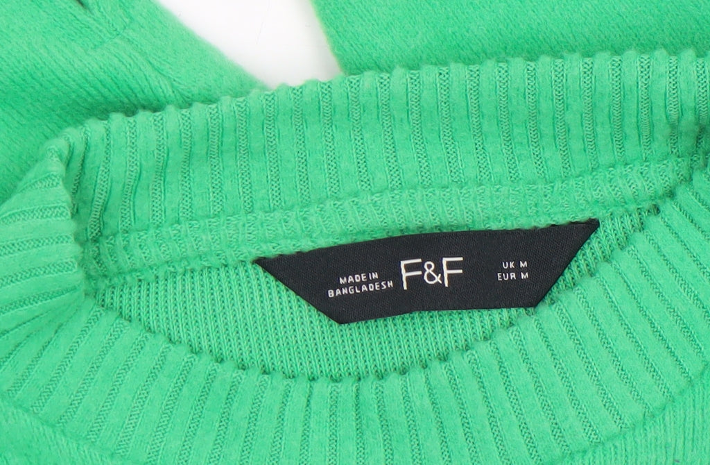 Womens UK Size M F&F Green Pullover Jumper
