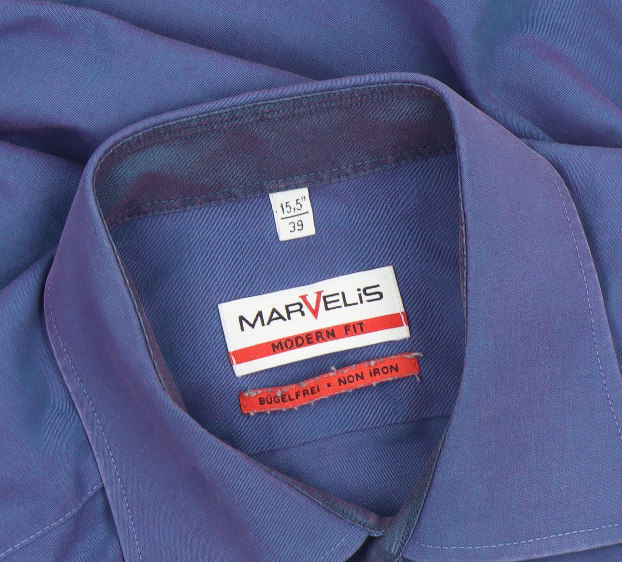 Mens UK Collar Size 15.5 MARVELIS Smart Blue Dress Shirt